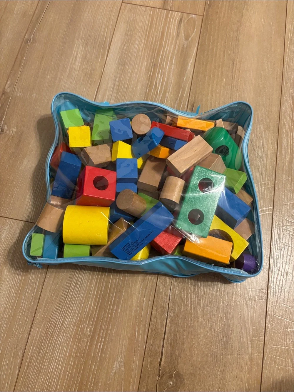 Classic Colorful Wooden Building Blocks Set with Bag